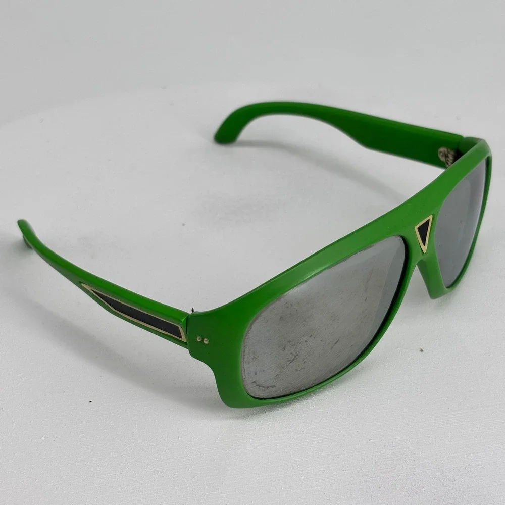VTG Aviator Sunglasses Mens OS Green Good Japan 359 Flat Top Shield